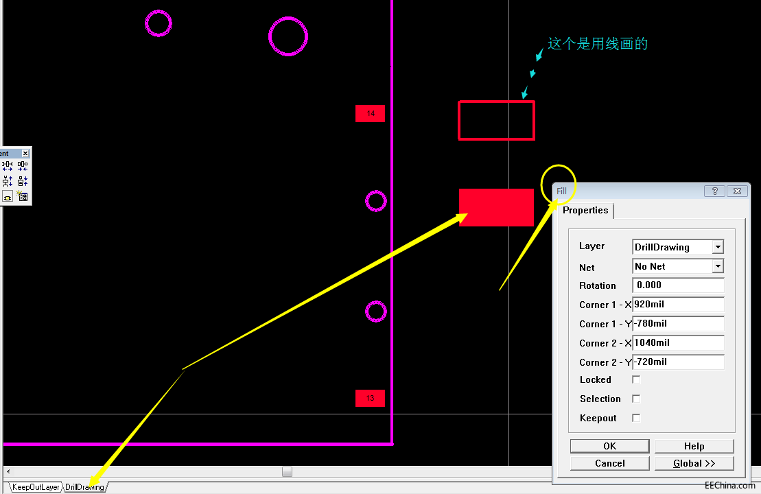 pcb设计中Drill drawing放焊盘