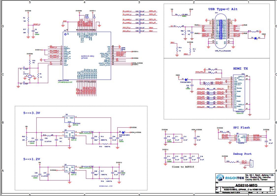 AG9310方案|Type-C转HDMI方案|USB-C转音频方案