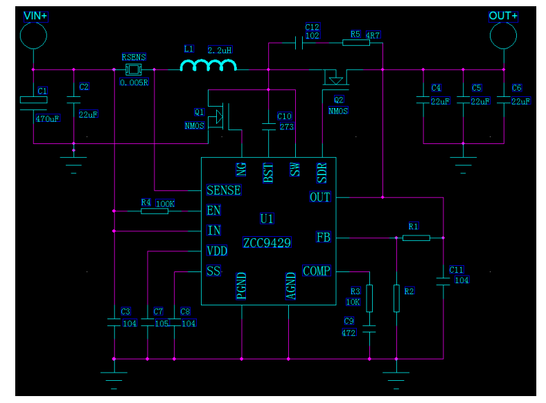 3.3V升12V，电流1.5A 同步升压芯片ZCC9429