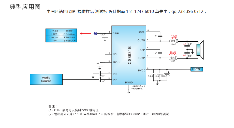 CS8631E功放应用在语音空调使用