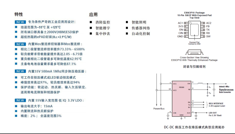 ZCC300，48V/0.5A，集成MOS管+buck+LDO的LED驱动芯片