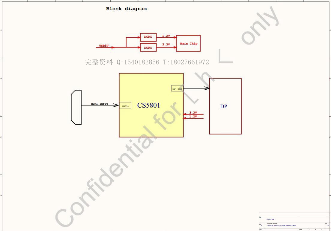 CS5801替代LT6711设计电路|CS5801SCH原理图|HDMI2.0转DP1.4数据转换器方案