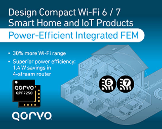 Qorvo 为智能家居和物联网应用提供大范围、高效率的 Wi-Fi FEM