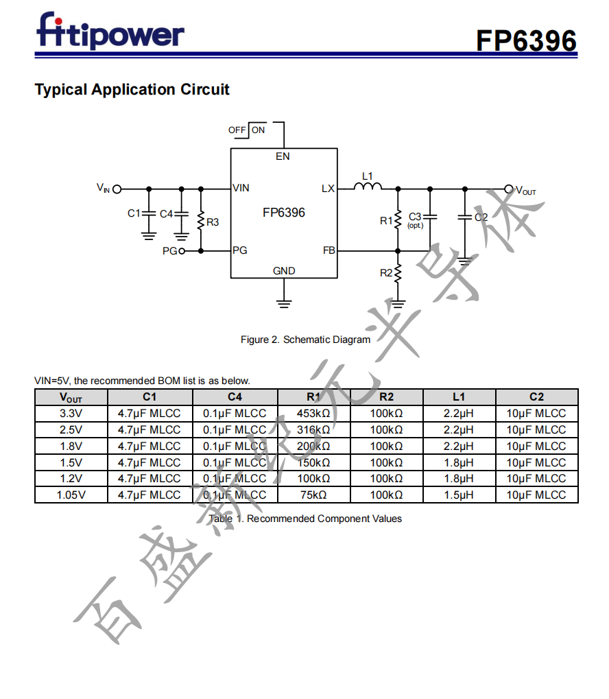 FP6396 高效1.5MHz 1.2A同步降压变频器