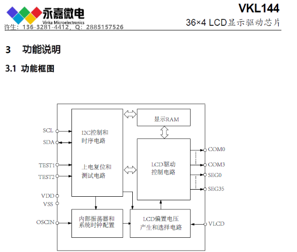 低功耗/超省电LCD段码液晶驱动IC-VKL144超小封装段码驱动