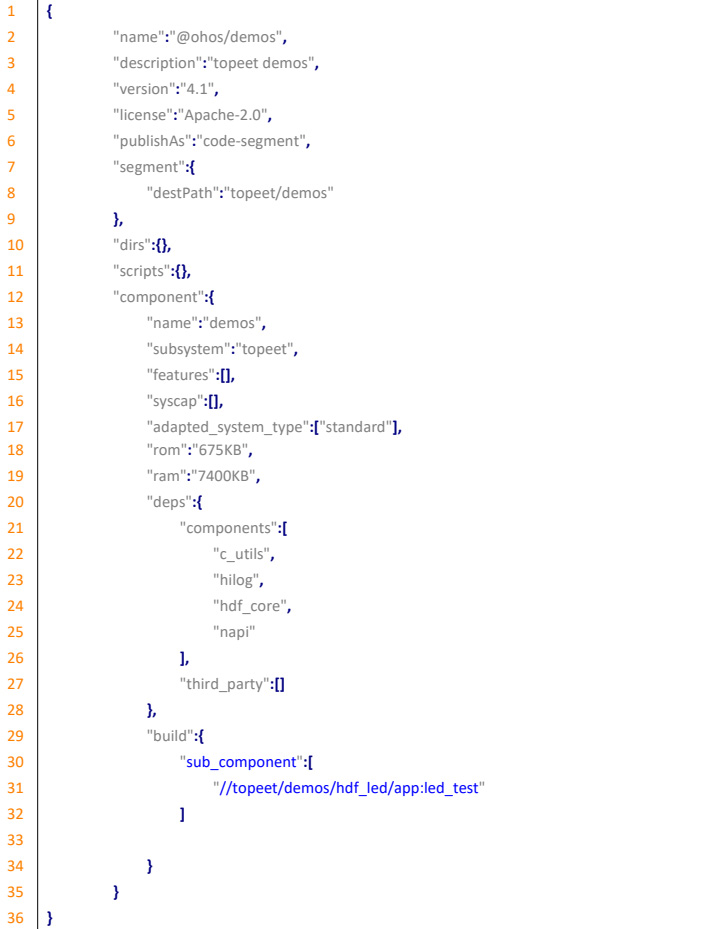 迅为RK3568开发板篇OpenHarmony配置HDF驱动控制LED-新增 topeet子系统-编写 bundle.json文件