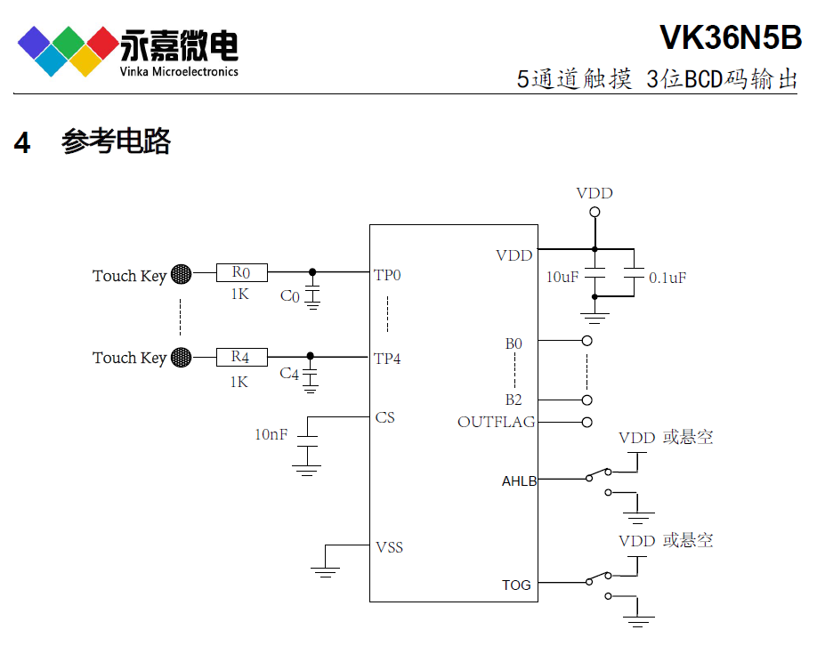 高抗干扰触摸芯片/5键触控感应芯片/触摸触控IC-VK36N5B SOP16/QFN16L