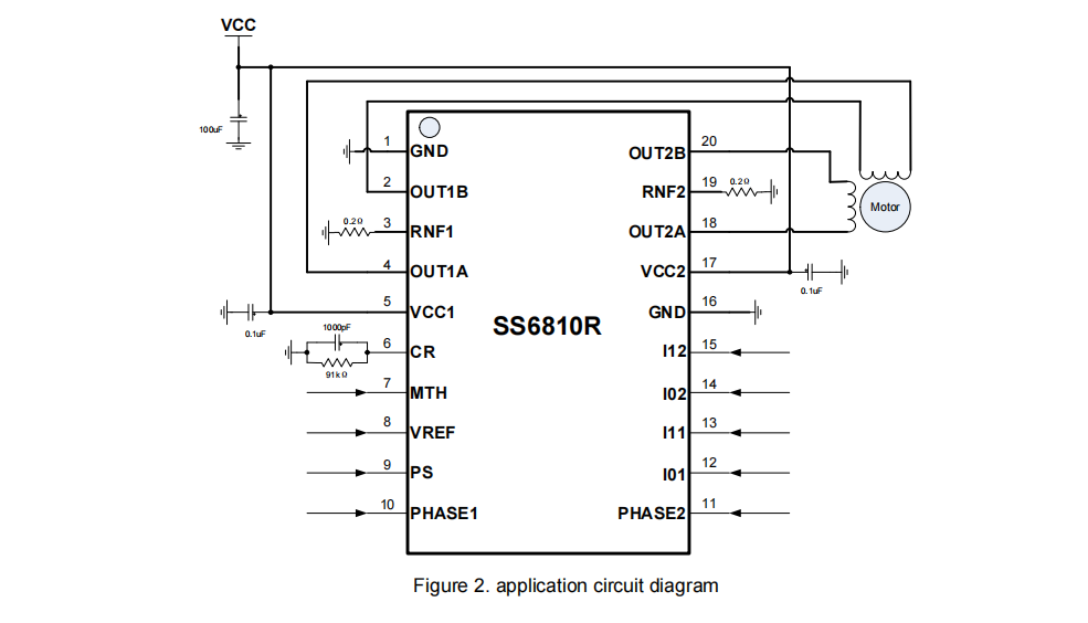 采用Pala-IN驱动模式输入接口的40V／1A步进电机驱动器-SS6810R