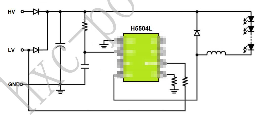 DCDC降压恒流芯片H5504L车灯ICESOP-8内置MOS管30V3.5A车灯驱动