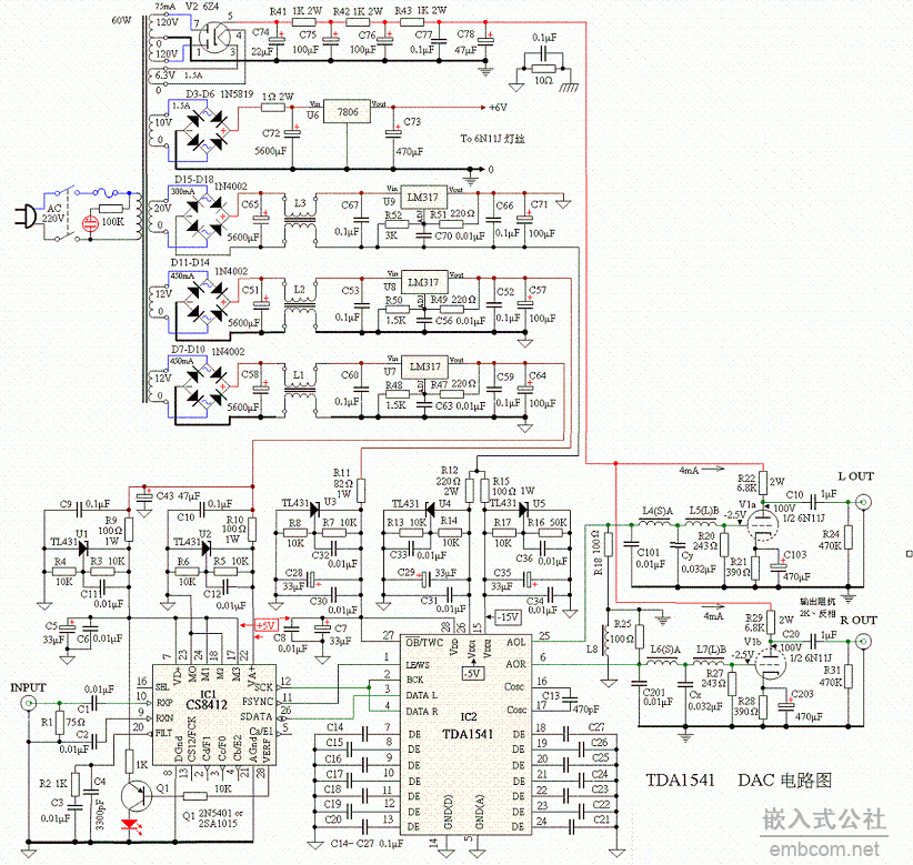 经典胆机线路图集TDA1541NOS DAC(完整胆版).GIF