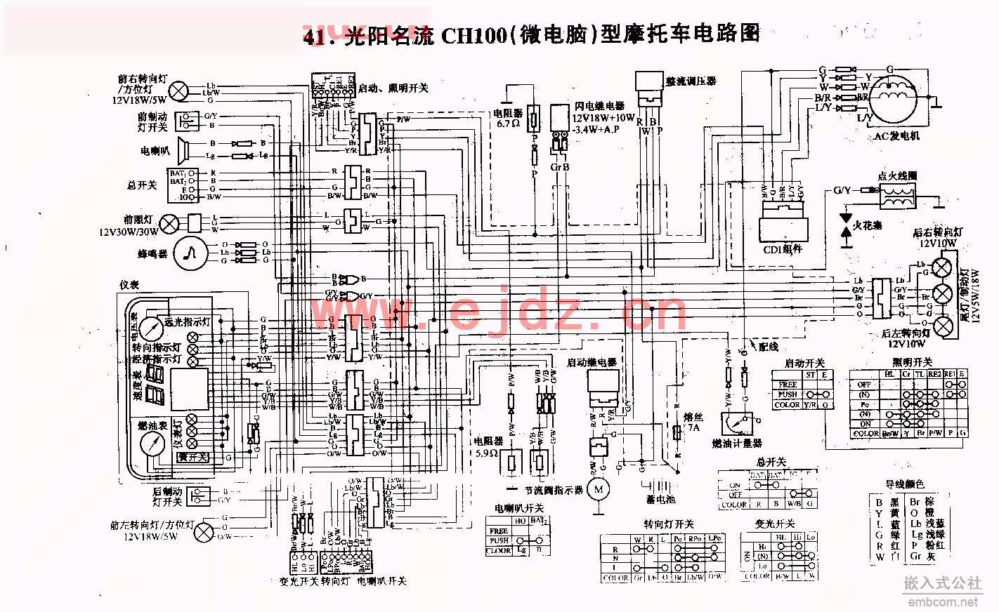 041光阳名流CH100（微电脑）摩托车电路图.gif