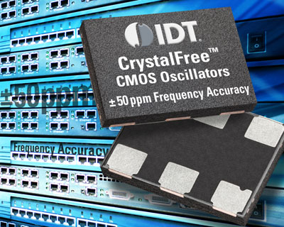 全球首款超低功耗 ±50 ppm CrystalFree CMOS 振荡器（IDT）