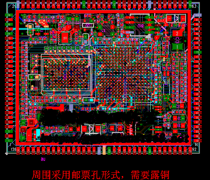请教邮票孔连接核心板怎样做
