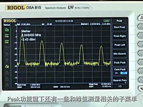 RIGOL频谱仪基本功能演示：Peak的应用视频